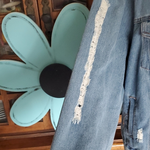 Ci Sono Blue Distressed Jean Jacket - Picture 5 of 9